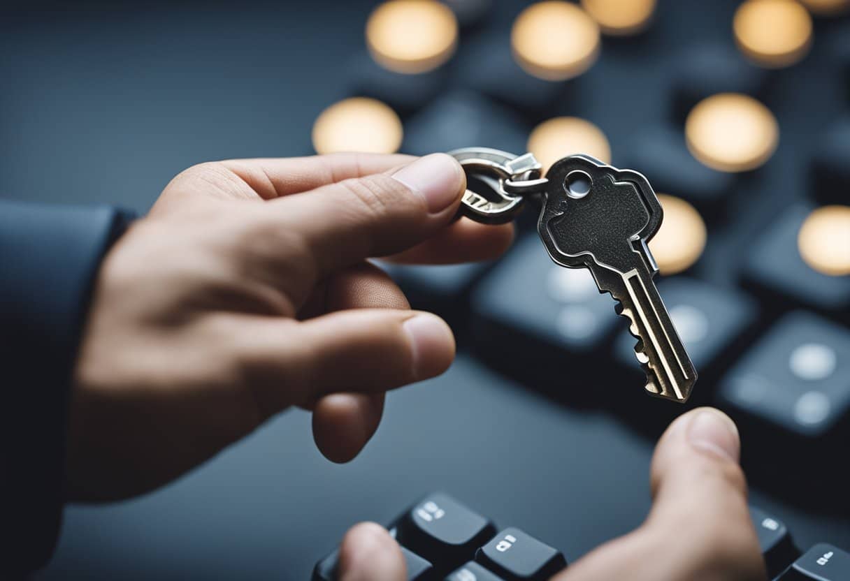 a person holding a key