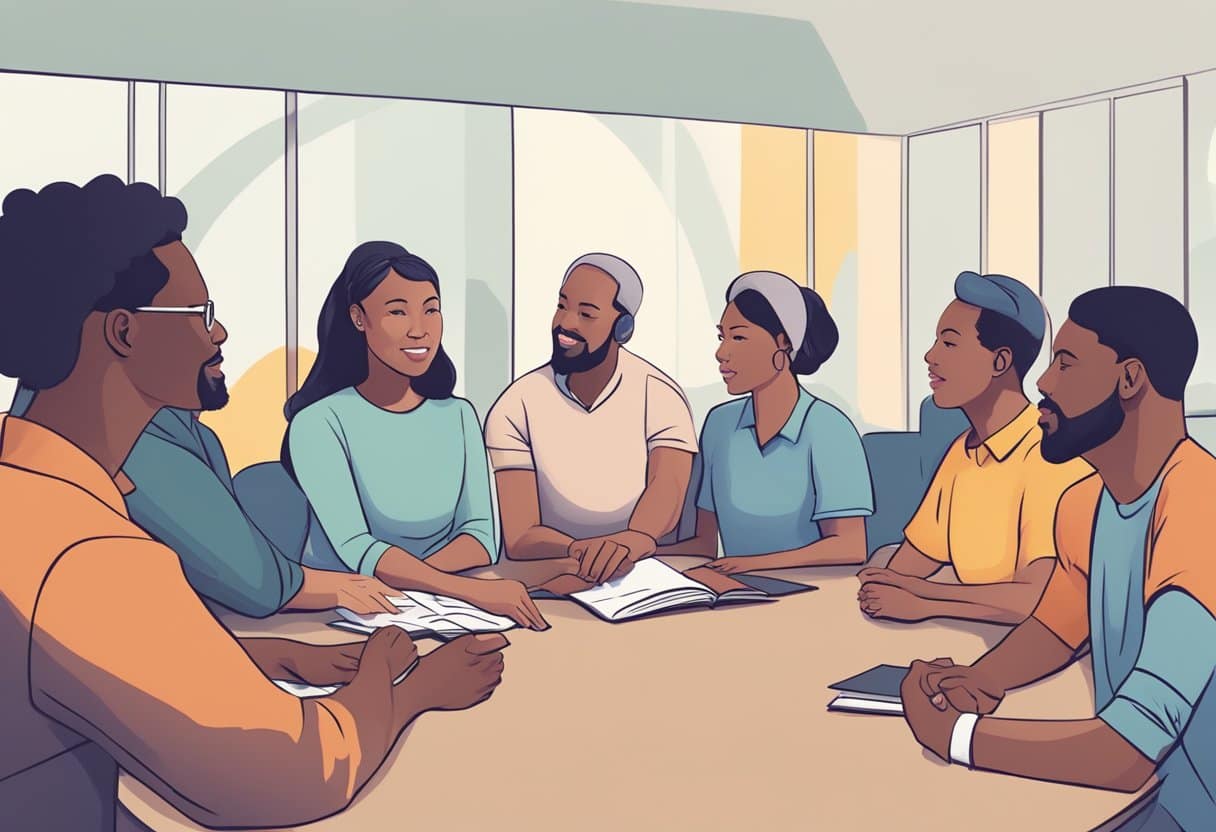 Membership Can Focus on Your Skill Set to Earn You a Healthy Recurring Income: Maximize Your Expertise 7 A group of diverse individuals engaging in open, respectful dialogue, with one member taking the lead in guiding the discussion