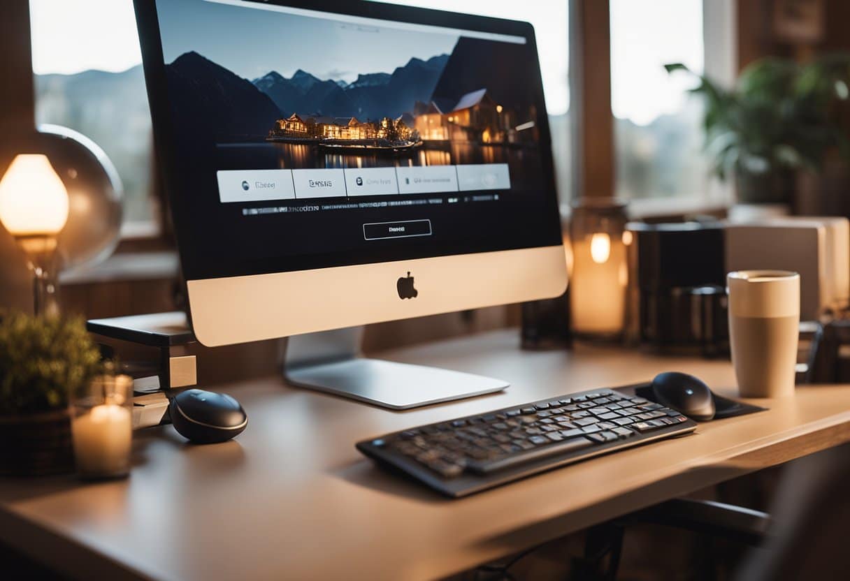 Am I Too Old to Start YouTube? No, it's the Best Time to Begin Over 50! 6 A cozy, welcoming living room with a computer desk and chair, soft lighting, and a warm color palette