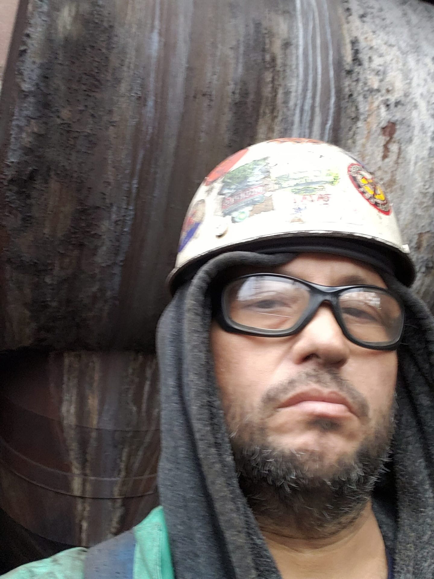 Eddie V in his hard hat on the job